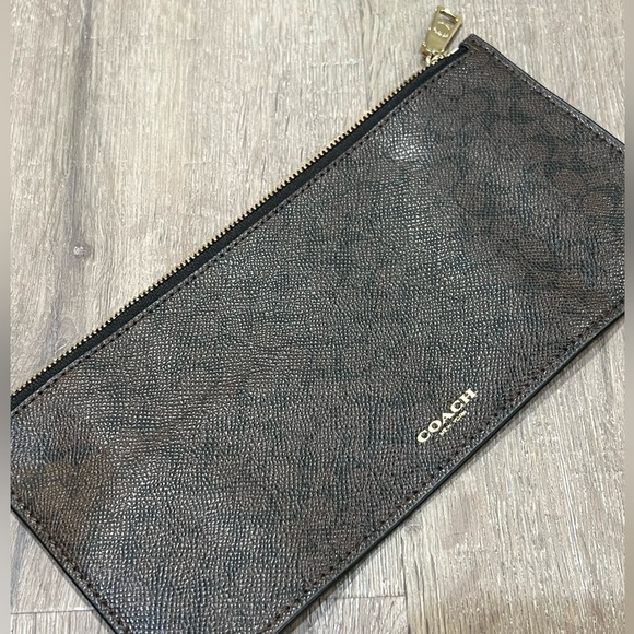 3 Piece Black Leather Coach Leather Slim Hip Purse Bag with Coin Purse and Folio - Picture 10 of 13